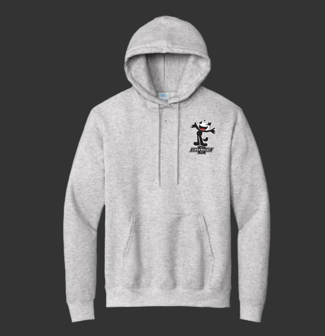 Felix Hug Hoodie in heather grey with front Felix The Cat embroidered chest graphic
