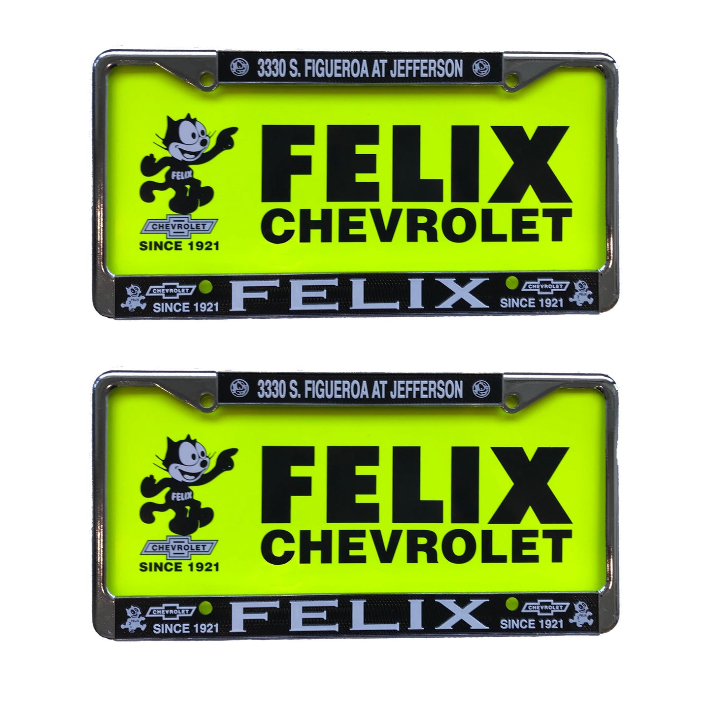 2 Metal Chrome License Plates with 2 Plastic Retro Inserts