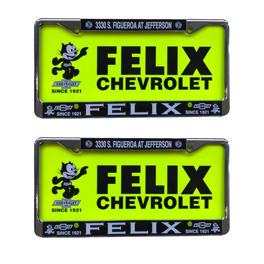 2 Metal Chrome License Plates with 2 Plastic Retro Inserts