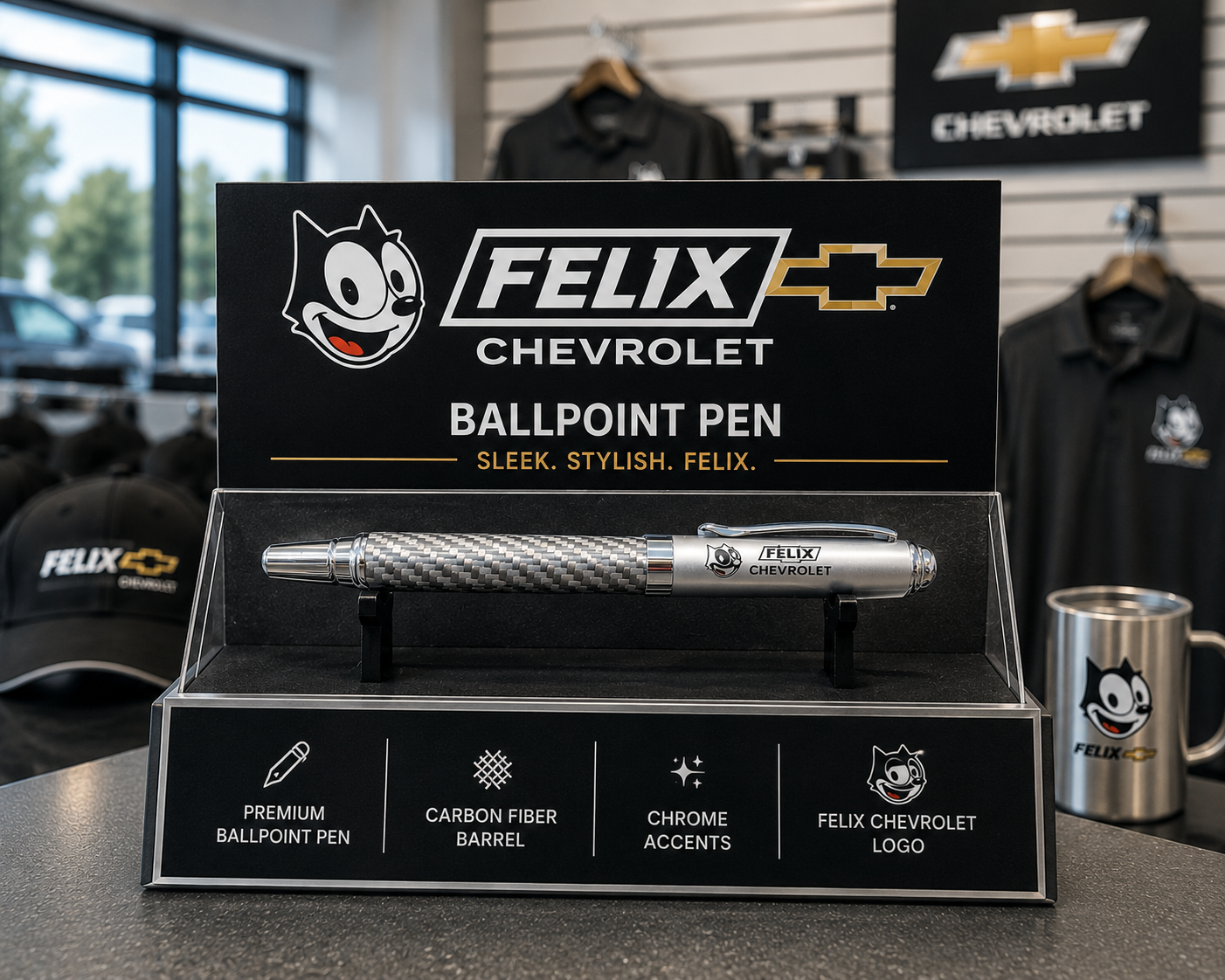 Ballpoint Pen with Metallic Barrel in Silver and Black