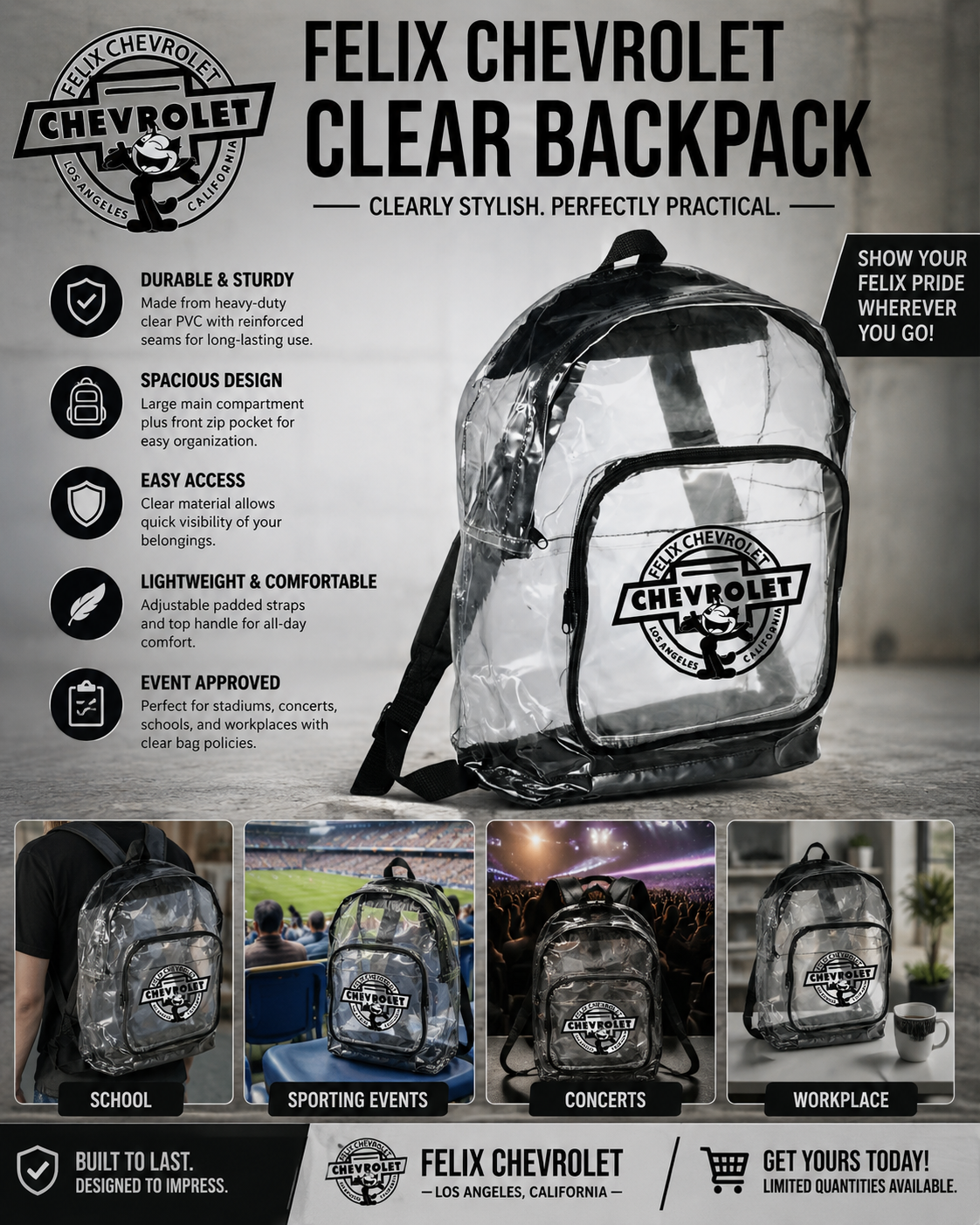 Felix Chevrolet Stadium Clear Backpack