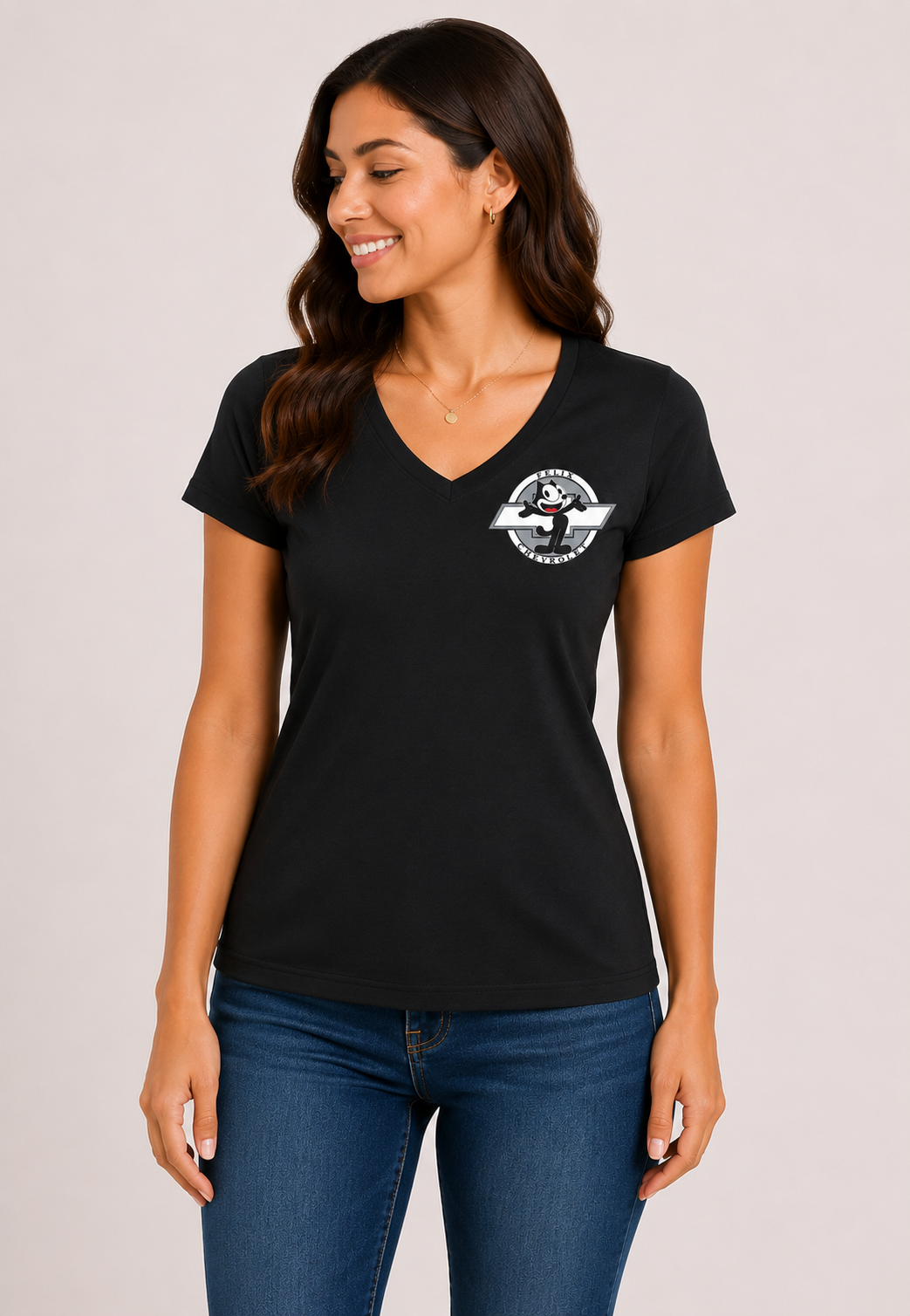 Happy Cat Woman V-Neck – Felix Chevrolet Store