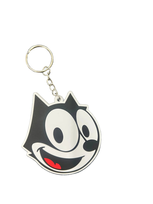 Classic Felix Keychain with smiling Felix The Cat face and metal key ring