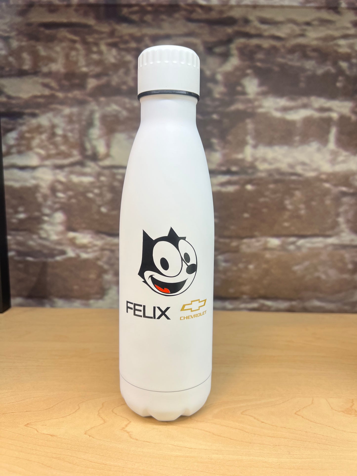 White Felix Chevrolet insulated stainless steel water bottle