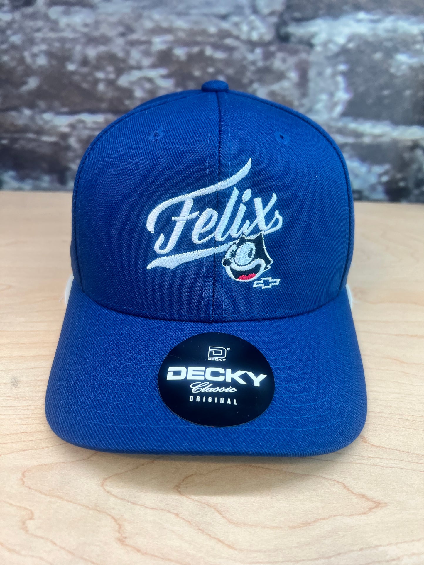 Felix Blue Collar trucker hat in royal blue with embroidered Felix script logo