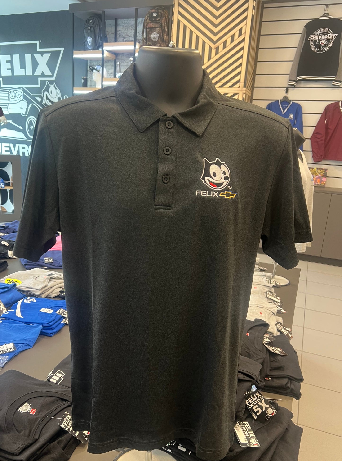 Front angle view of charcoal Felix Boulevard Polo