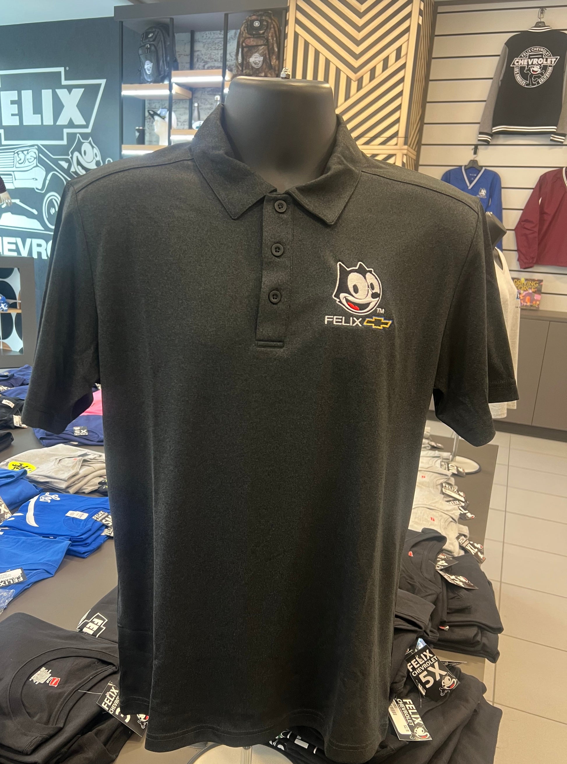 Front angle view of charcoal Felix Boulevard Polo