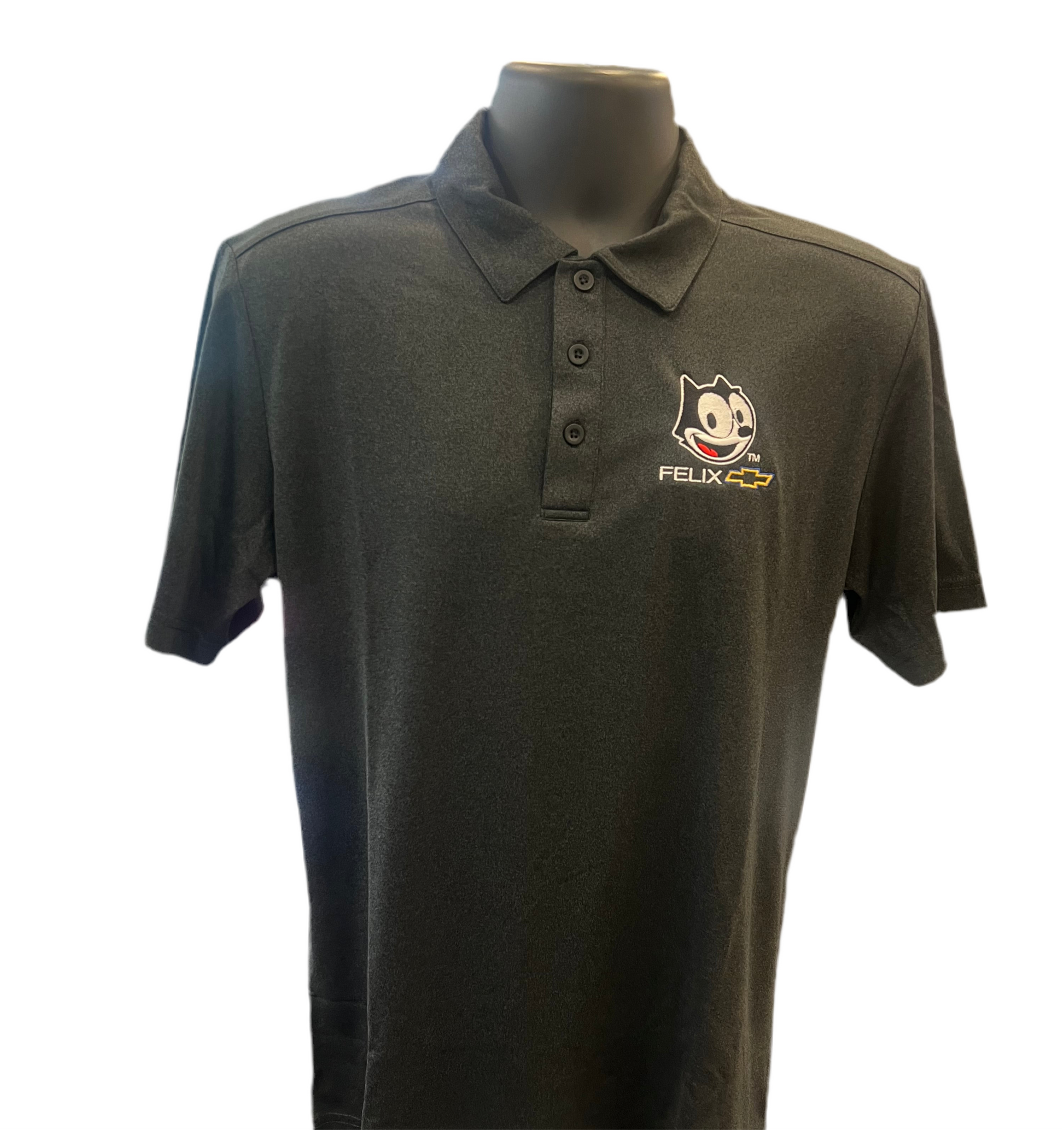 Felix Boulevard Polo in charcoal with embroidered Felix The Cat chest logo