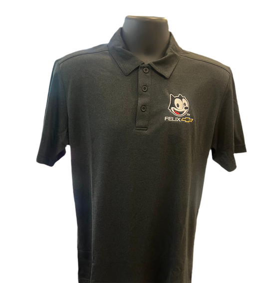 Felix Boulevard Polo in charcoal with embroidered Felix The Cat chest logo