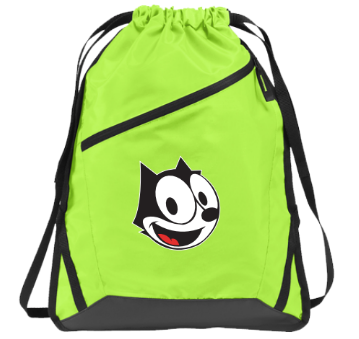 Felix Day Trip drawstring backpack in lime green with Felix The Cat graphic
