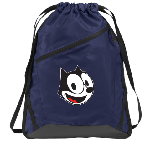 Felix Day Trip drawstring backpack in navy with Felix The Cat graphic