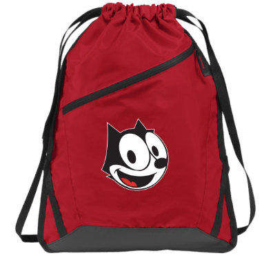 Felix Day Trip drawstring backpack in red with Felix The Cat graphic