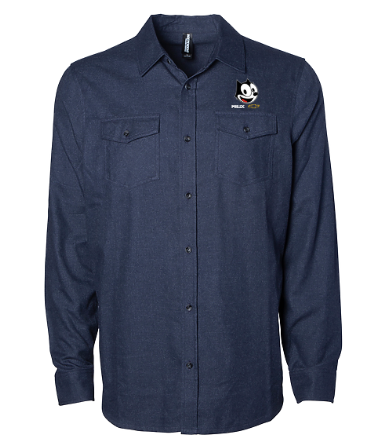 Felix Heritage Button Up shirt in navy blue with embroidered Felix chest logo