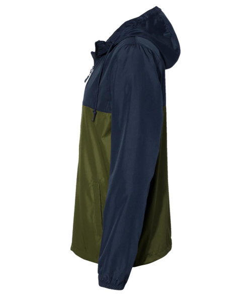 Side view of lightweight Felix two tone windbreaker jacket