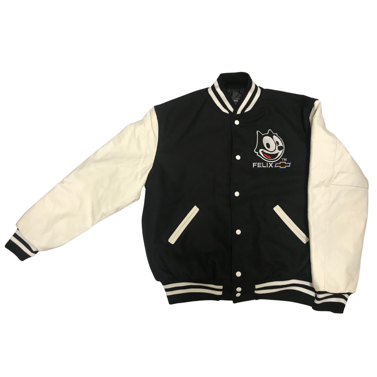 Felix Chevrolet Letterman Jacket With Genuine White Leather Sleeves