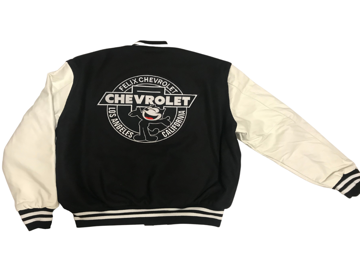 Felix Chevrolet Letterman Jacket With Genuine White Leather Sleeves