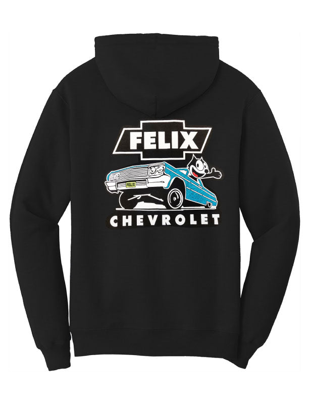 Back view of 1964 Impala Metal Flake Hoodie – Blue