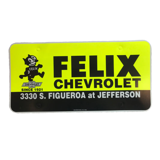 Vintage Felix Chevrolet Plastic License Plate Insert Without Frame
