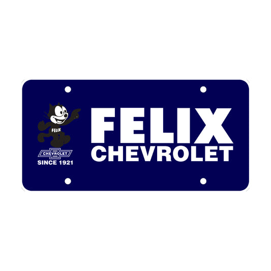 Felix Chevrolet Plastic Blue License Plate Insert