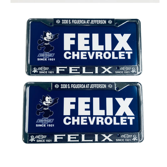 2 Plastic Chrome License Plates  with 2 Blue Inserts
